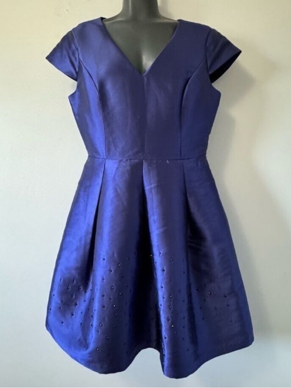 Badgley Mischka Blue Pleated Peplum Mini Dress size 8